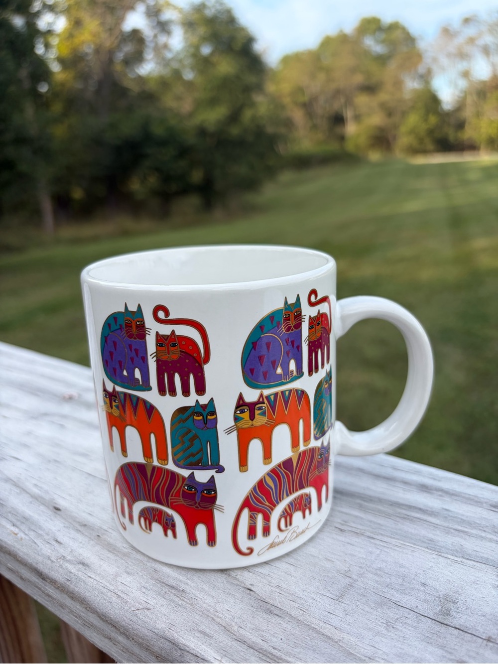 Laurel Burch Fantastic Felines 1988 Cat Coffee Mug Tea Cup Japan Retro 80s